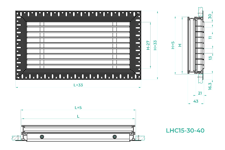Решітка прихованого монтажу LHC-30-40, LHC-15-30-40